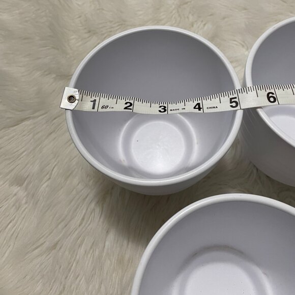 (set of 3) 5 inch matte White Ceramic textured horizontal stripe pattern planter - Picture 4 of 9